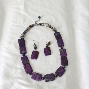 Jewelry set Purple necklace and earrings